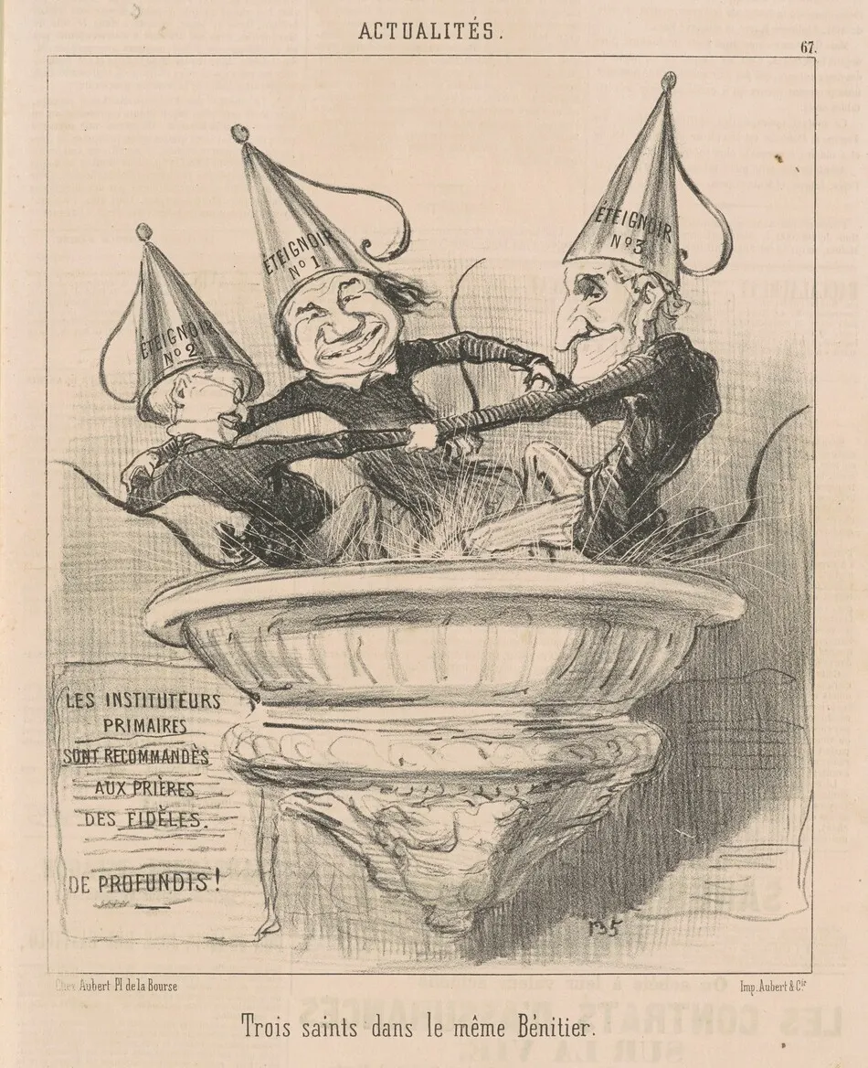 Trois saints dans le même bénitier by Daumier, Honoré