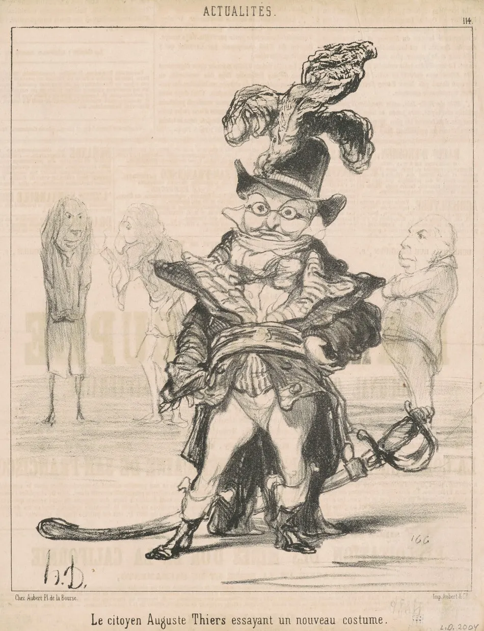 Le Citoyen ... Thiers essayant un nouveau costume by Honoré Daumier