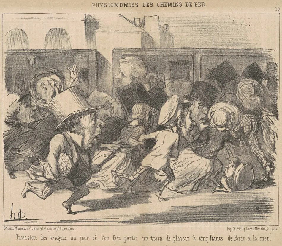 Invasion es wagons un jour ou l'on fait partir by Honoré Daumier