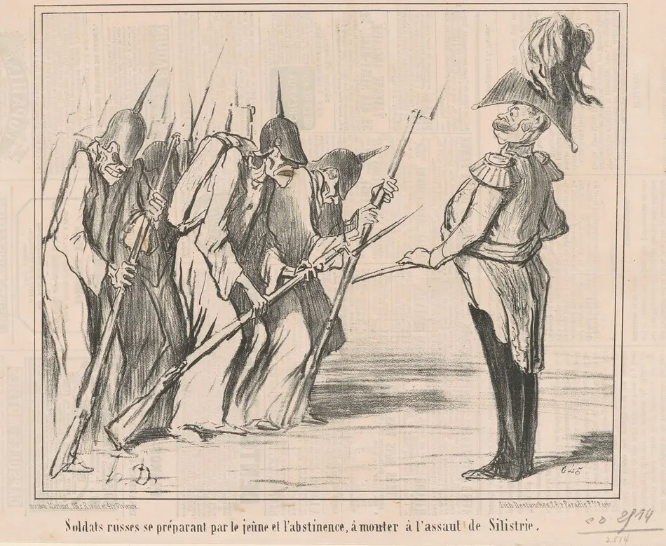 Soldats russes se préparant par le jeune ... by Daumier, Honoré
