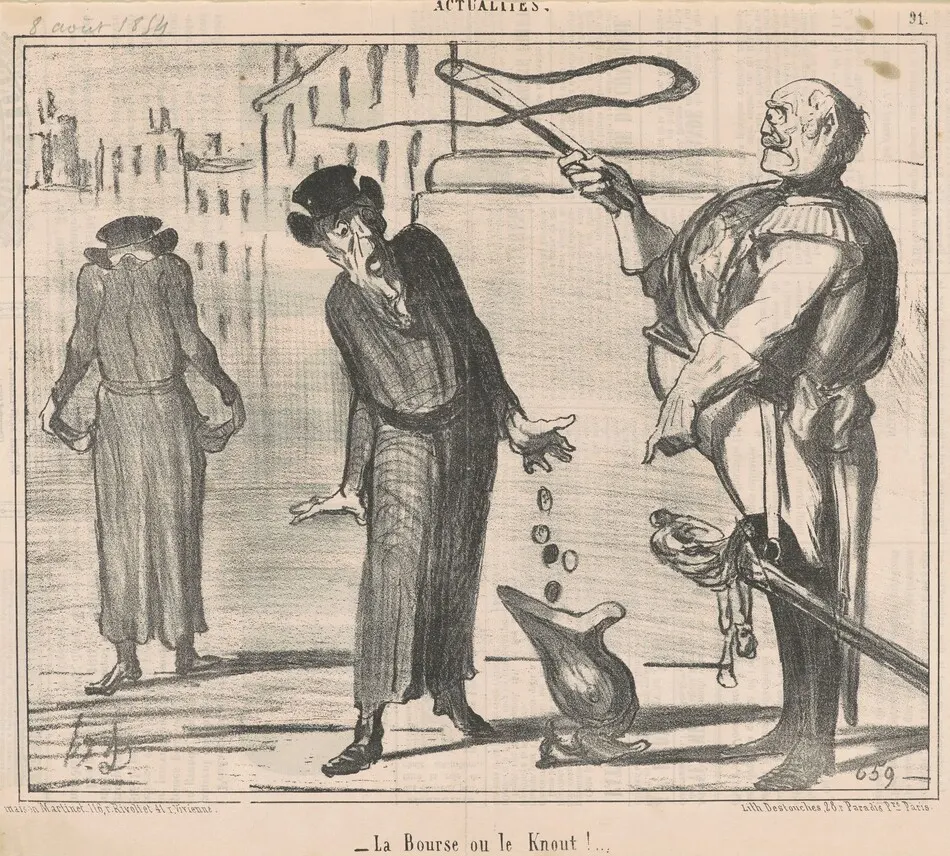 La bourse ou le knout! by Honoré Daumier