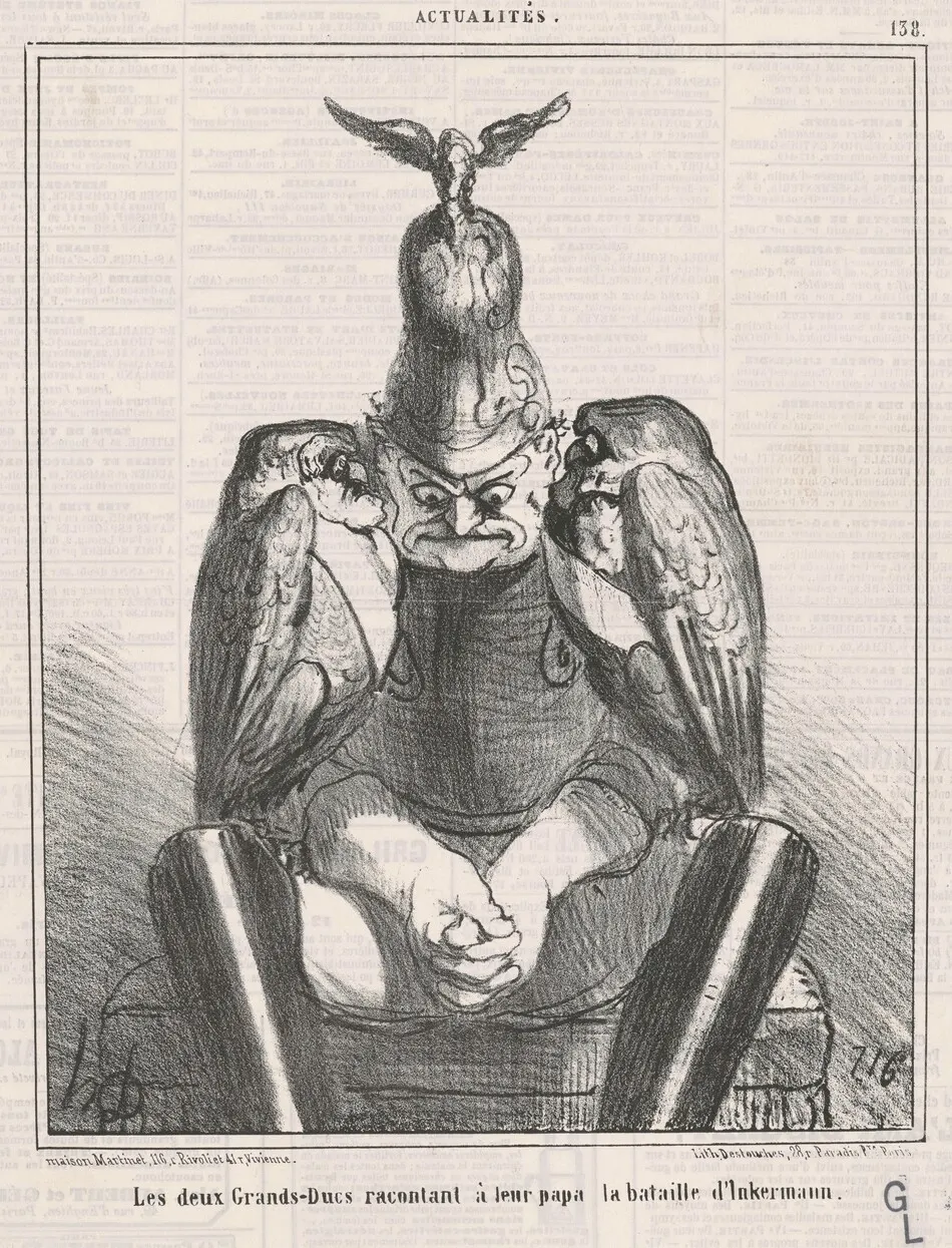 Le deux grands ducs racontant ...Inkermann by Honoré Daumier