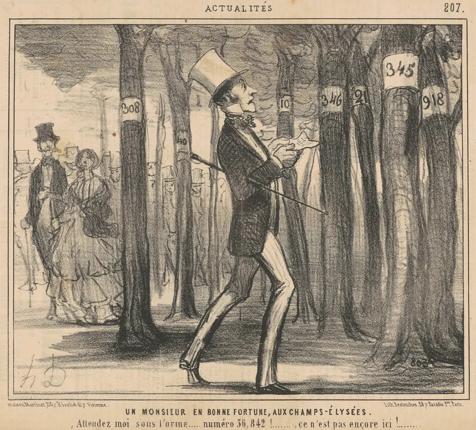 Un monsieur en bonne fortune aux Champs-Elysées by Daumier, Honoré