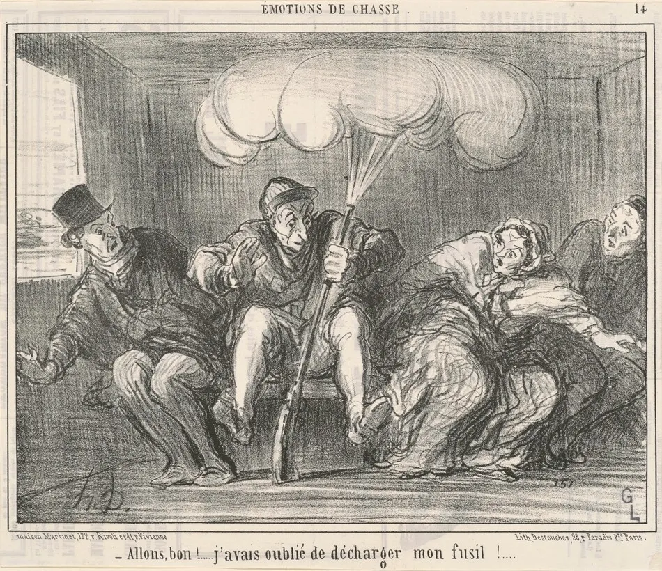 Allons Bon! J'avais oublié de décharger mon fusil! by Honoré Daumier