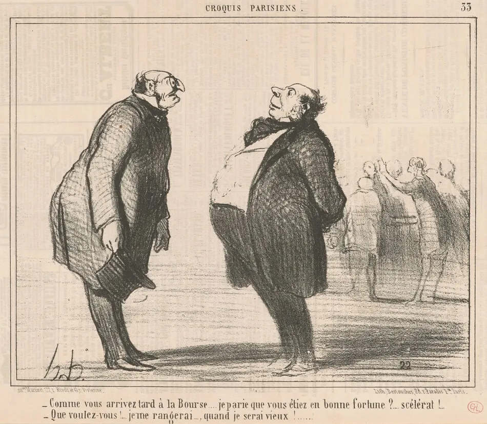 Comme vous arrivez tard a la bourse ... by Honoré Daumier