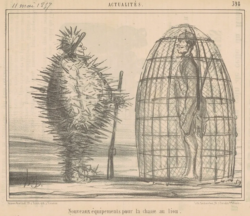 Nouveaux équipements pour la chasse au lion by Honoré Daumier