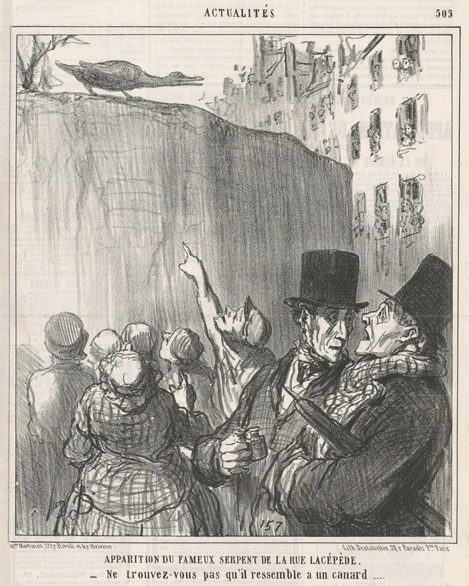 Apparition du ... serpent de la rue Lacépède by Honoré Daumier