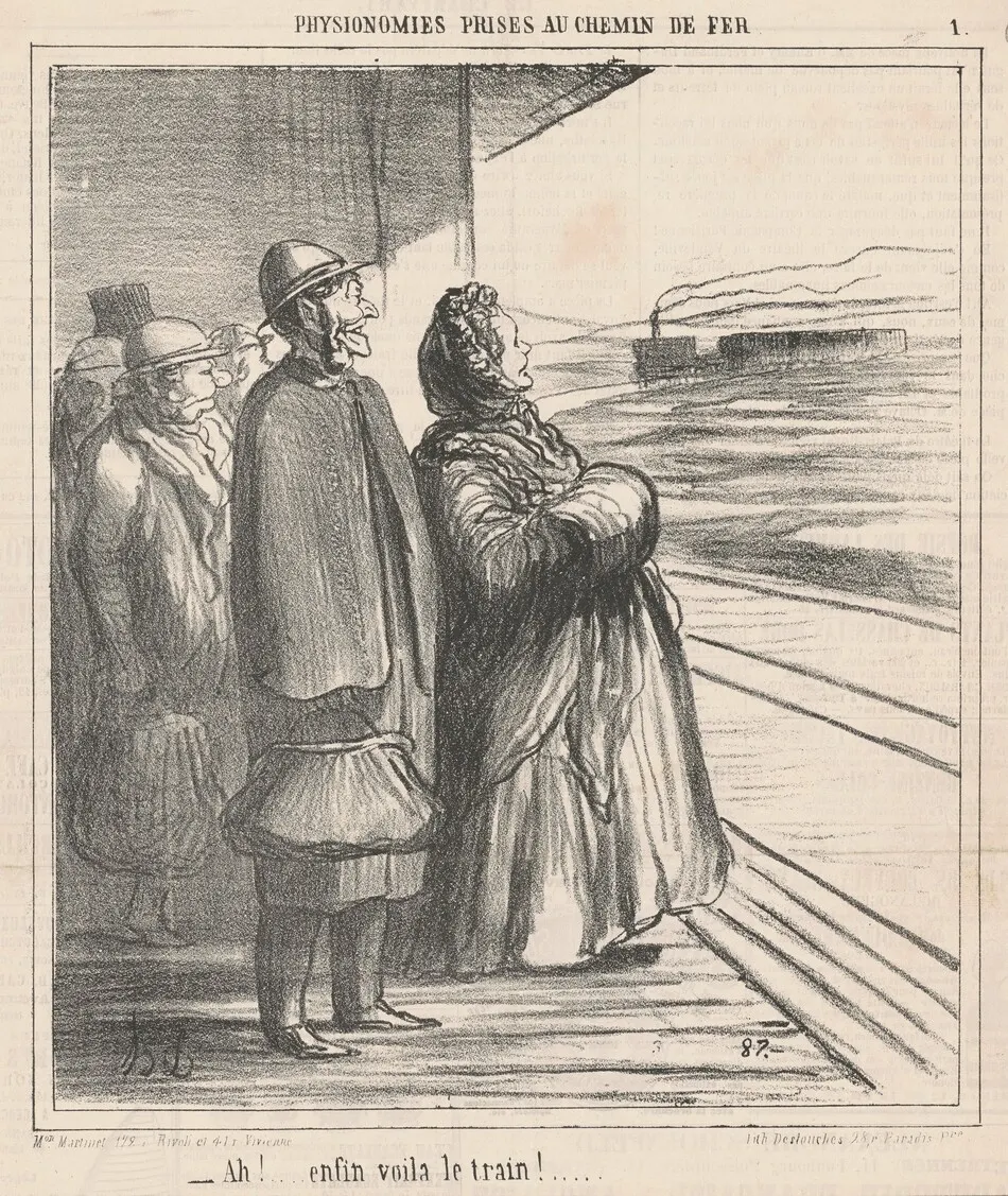 Ah! Enfin voila le train! ... by Honoré Daumier