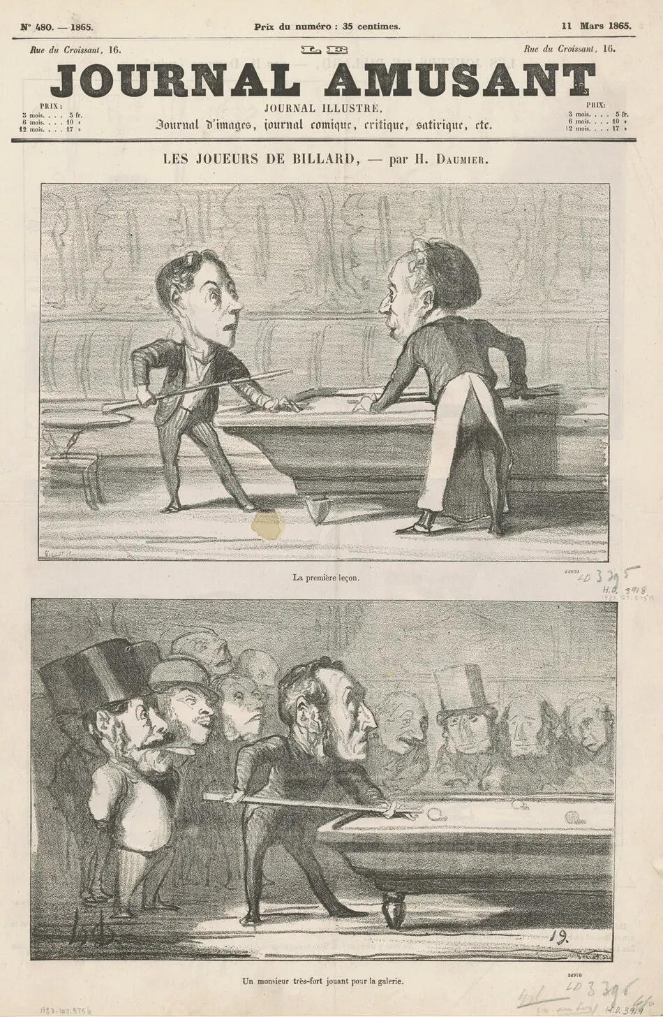 La première lecon ... ; Un monsieur ... ; Collé sous bande; Deux amateurs de la banlieue by Honoré Daumier
