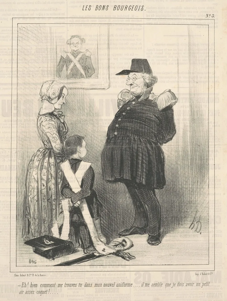 Eh! Bien comment me trouves-tu dans mon nouvel uniforme ... by Honoré Daumier