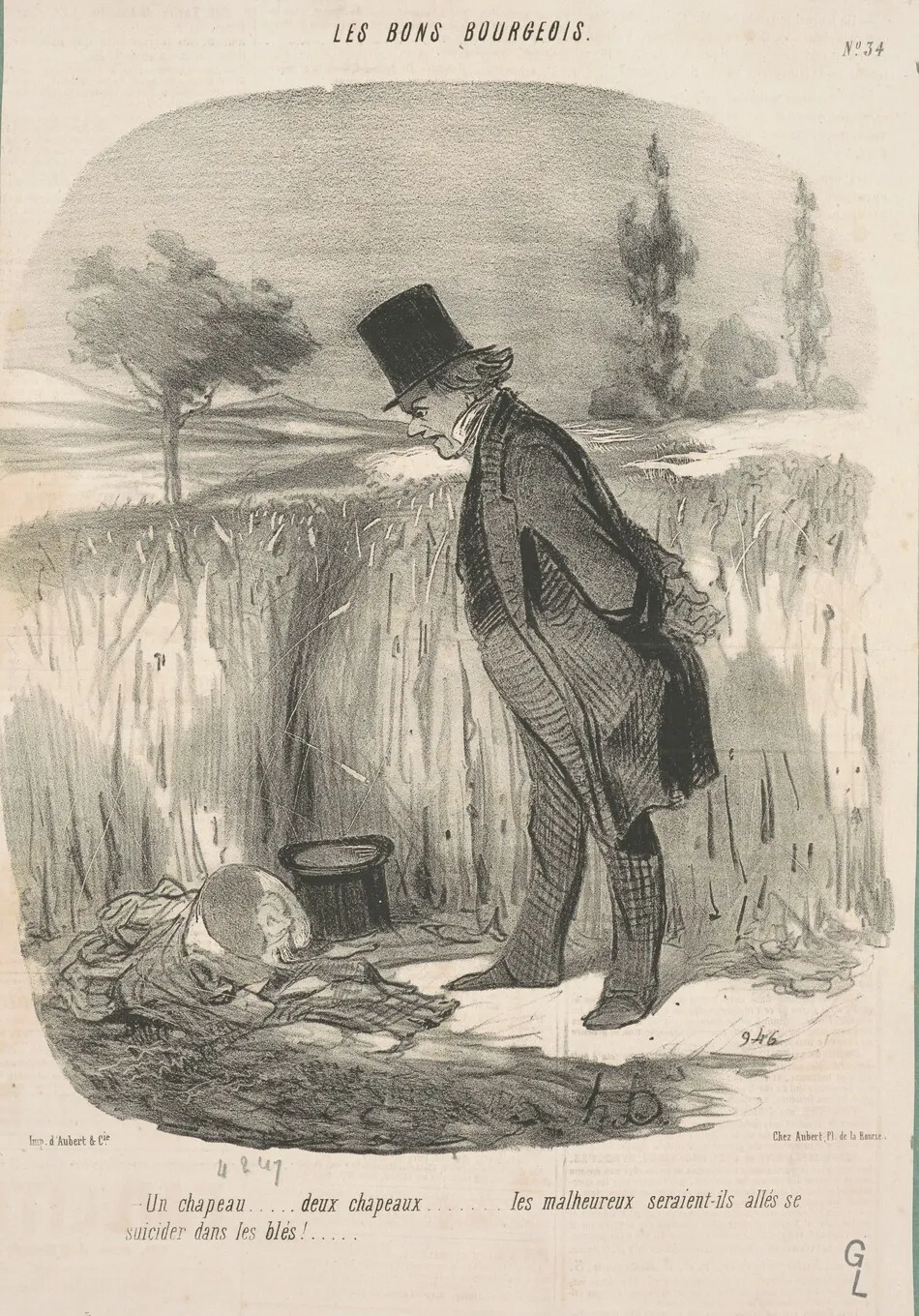 Un chapeau ... deux chapeaux ... les malheureux ... by Daumier, Honoré