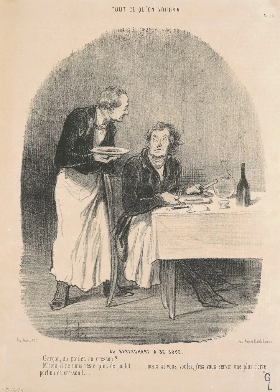 Au restaurant a 32 sous by Honoré Daumier