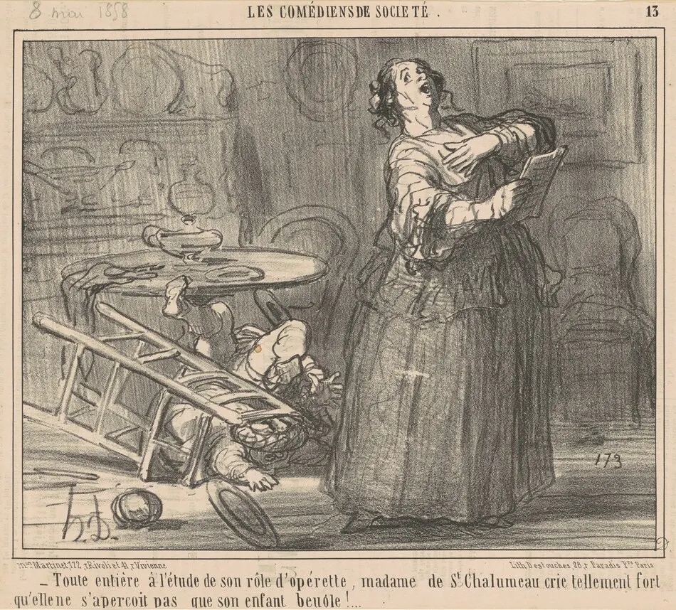 Toute entière a l'etude de son role ... by Daumier, Honoré