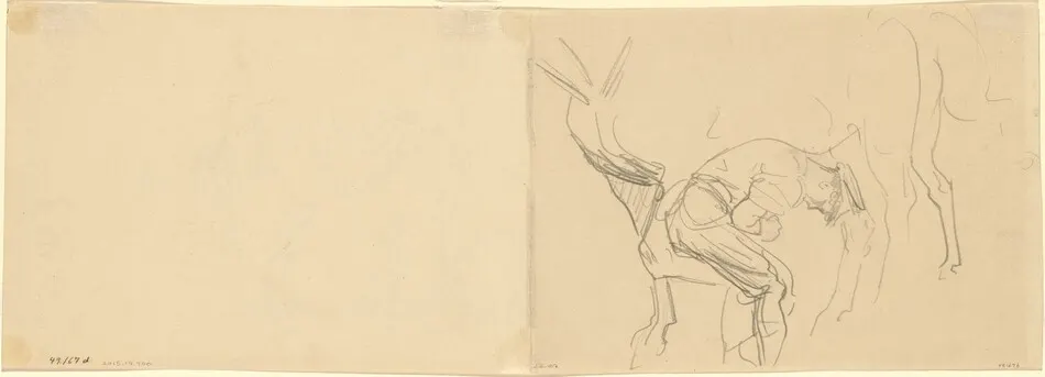 Study for "Shoeing Calvary Horses at the Front" [verso] by John Singer Sargent
