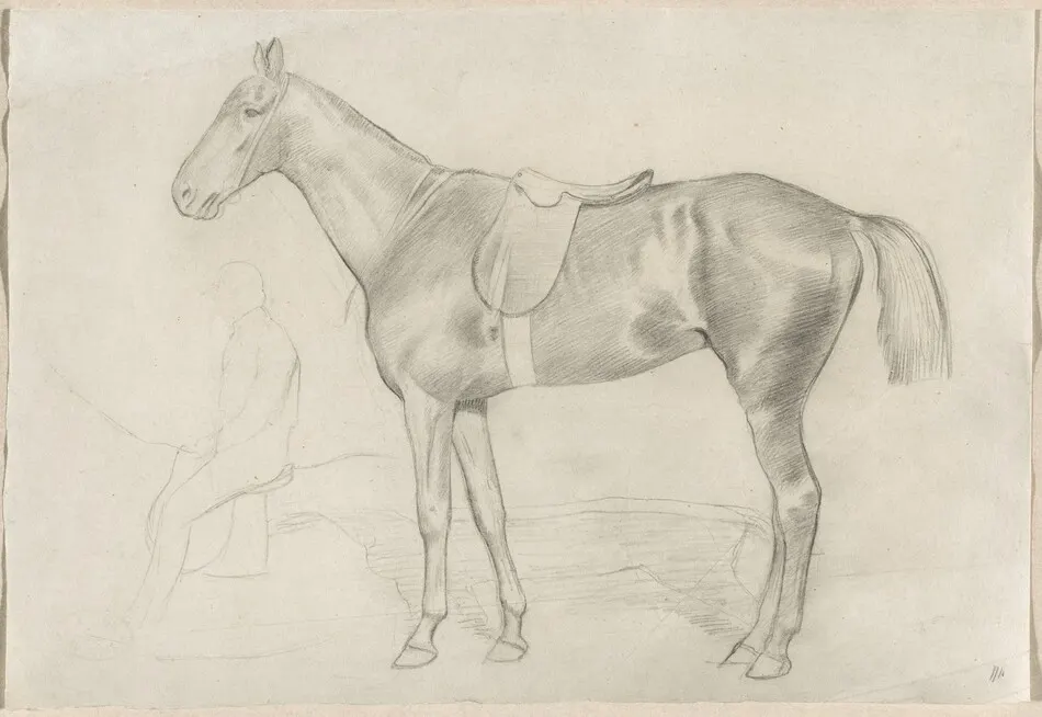 Saddled Horse with a Study of a Rider by Edgar Degas