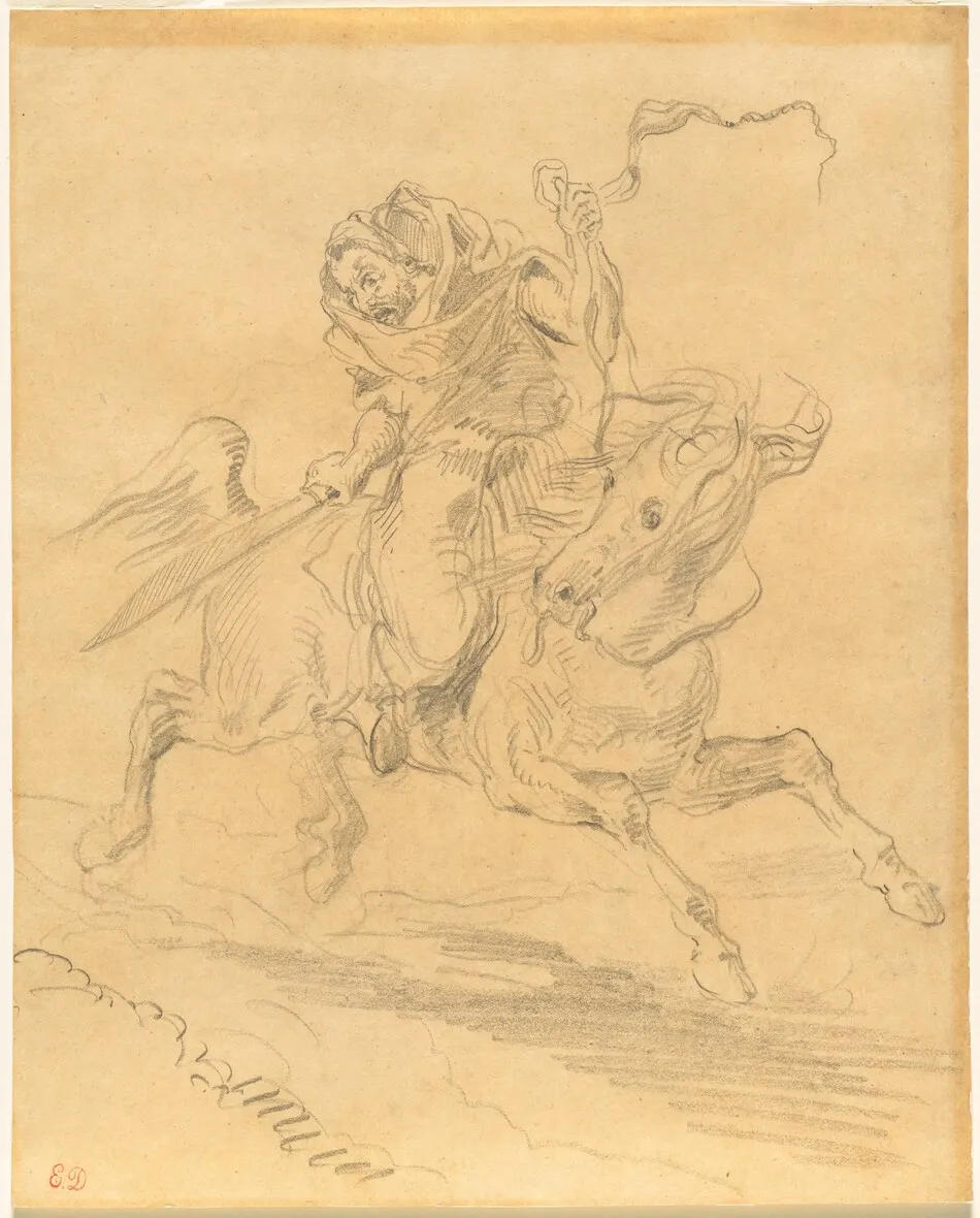 Arab Horseman at the Gallop by Eugène Delacroix