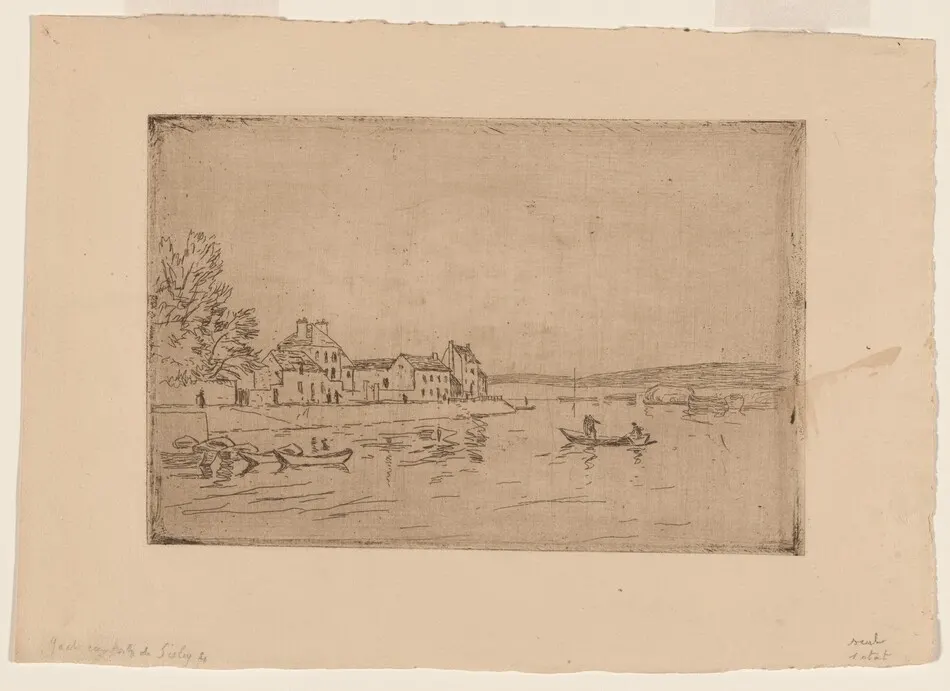 On the Banks of the Loing: Six Boats at their Moorings by Alfred Sisley