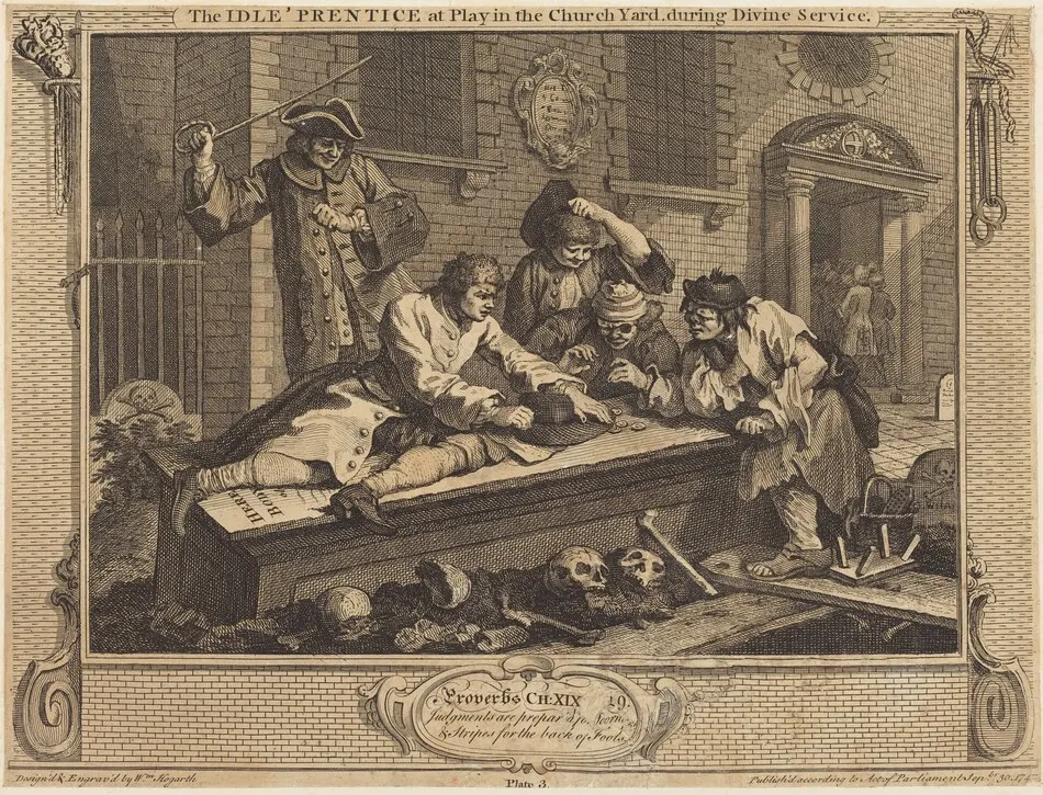 The Idle 'Prentice at Play in the Church Yard, during Divine Service by William Hogarth