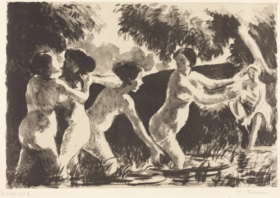 Bathers Wrestling (Baigneuses luttants) by Camille Pissarro