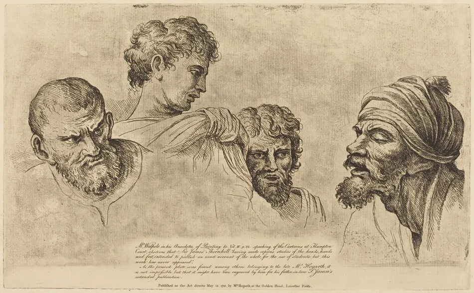 Four Heads from the Raphael Cartoons at Hampton Court by William Hogarth