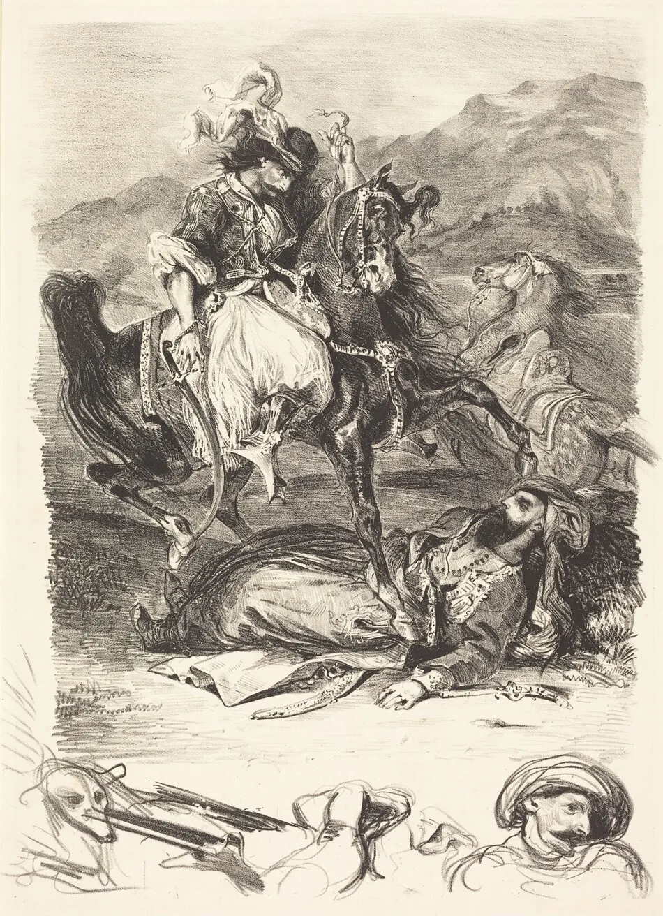 The Battle of the Giaour and the Pasha (Combat du Giaour et du Pacha) by Eugène Delacroix