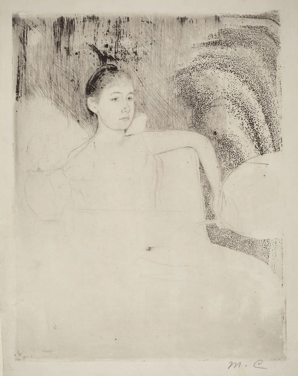 Mimi Holding a Japanese Fan by Mary Cassatt