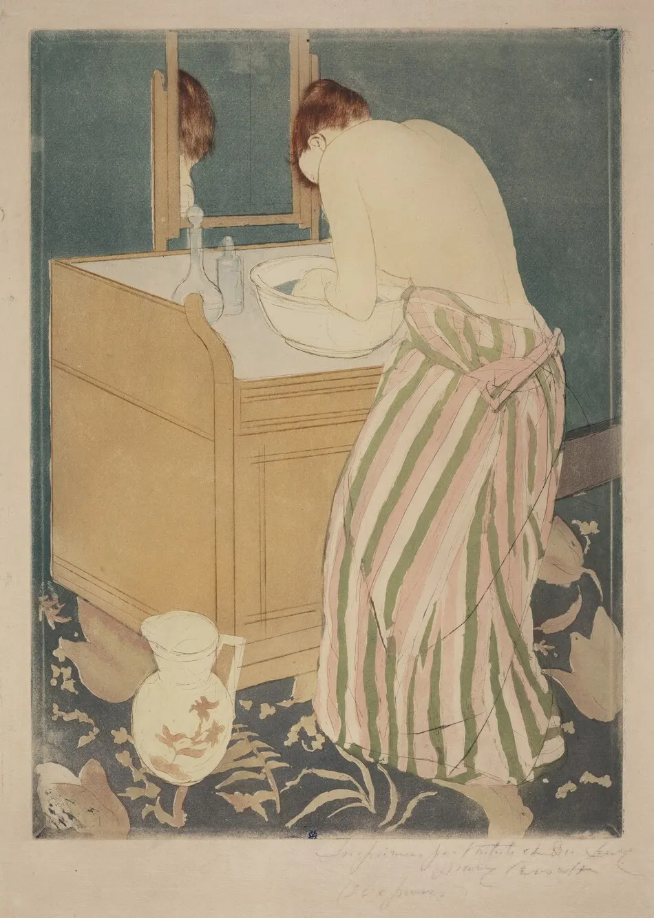 Woman Bathing by Mary Cassatt