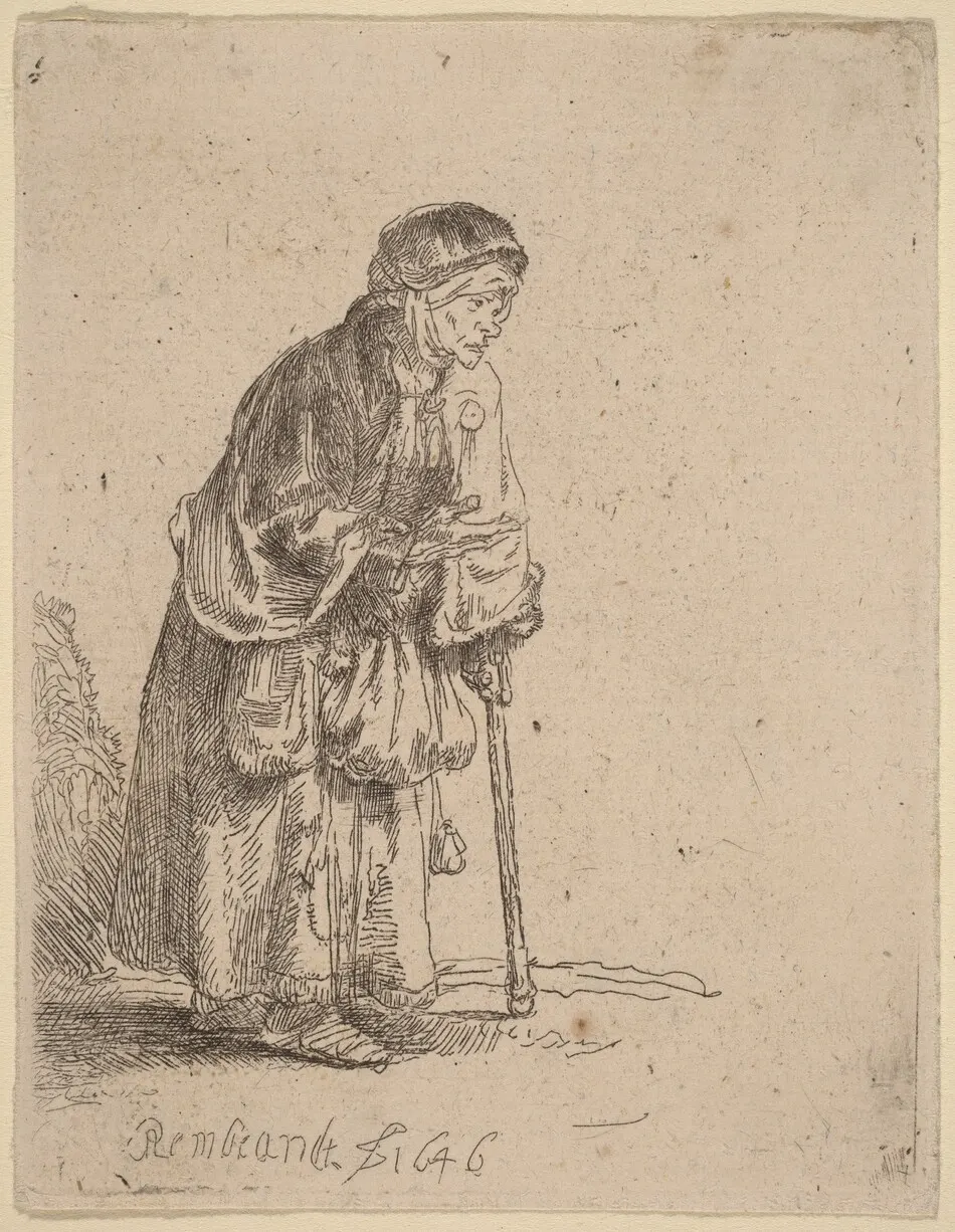 Beggar Woman Leaning on a Stick by Rembrandt van Rijn