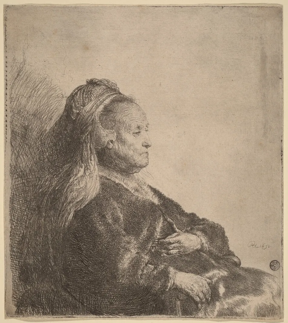 The Artist's Mother Seated, in an Oriental Headdress by Rembrandt van Rijn