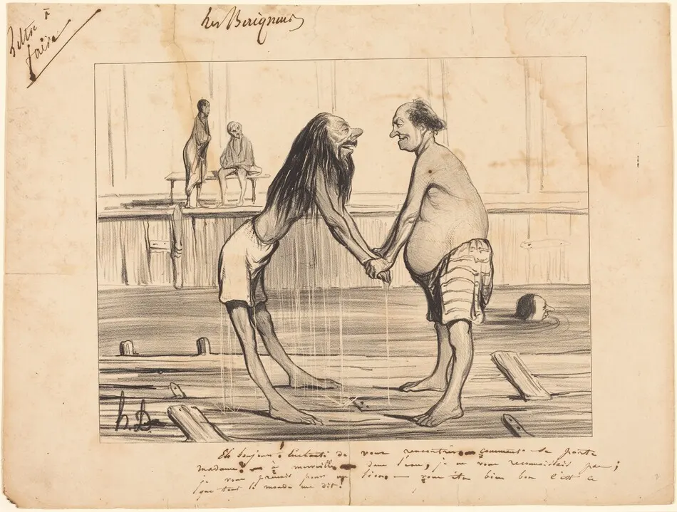 Eh bonjour! enchanté de vous rencontrer... by Honoré Daumier