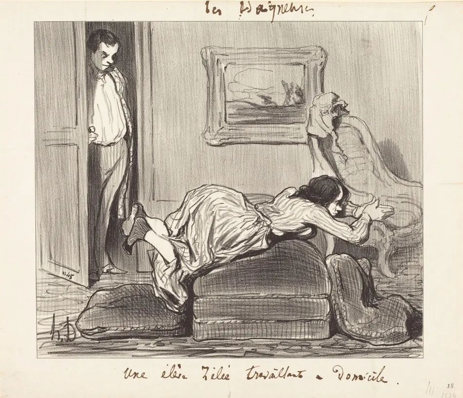 Une élè...zélée travaillant a domicile by Daumier, Honoré
