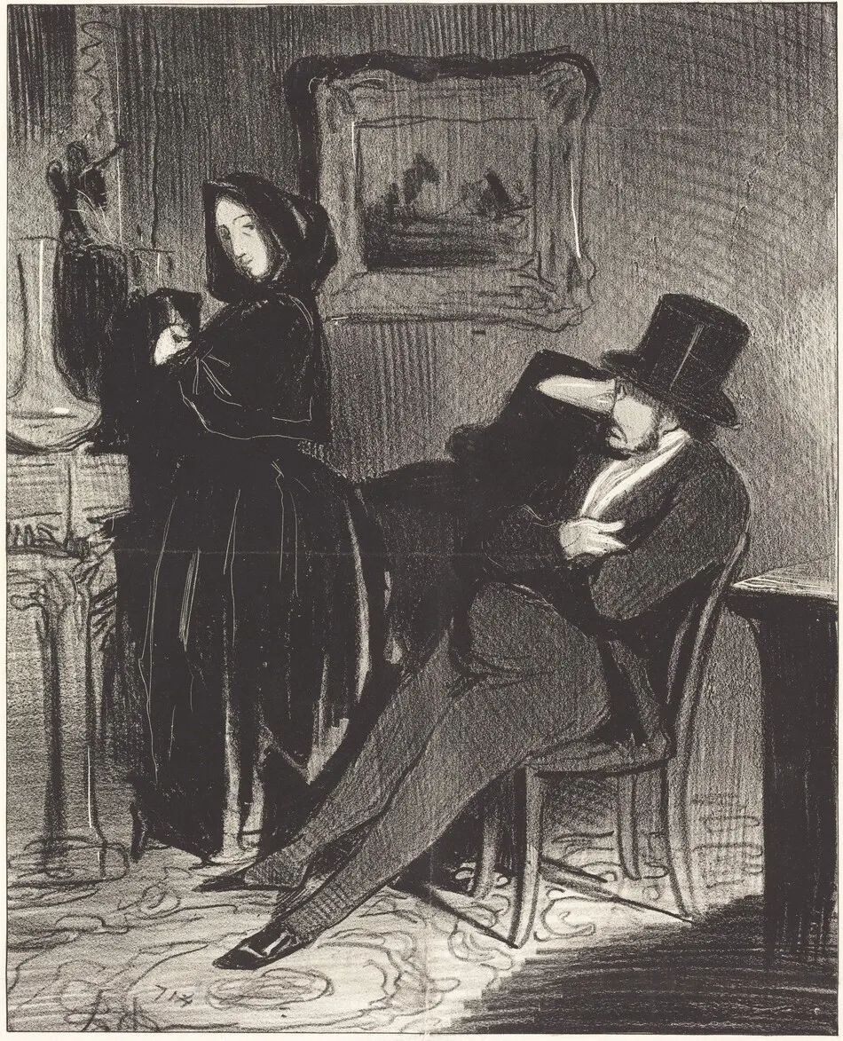 Plus souvent que je te conduirai... au bal... by Honoré Daumier