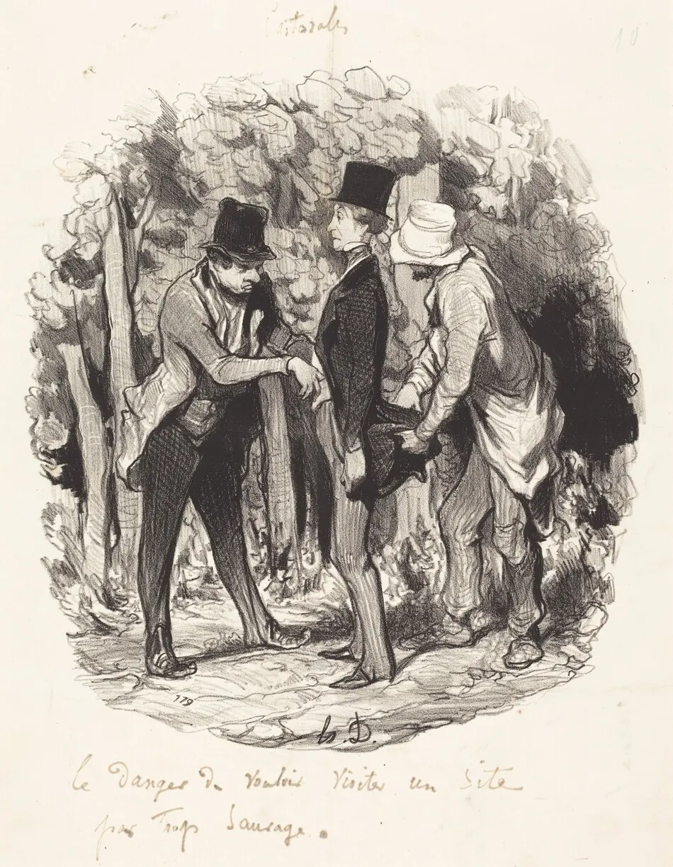 Le Danger de... visiter un site par trop sauvage by Honoré Daumier