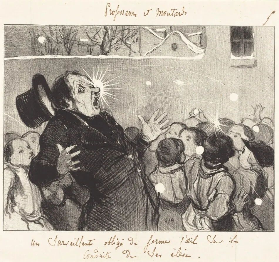 Un Surveillant obligé de fermer l'oeil... by Daumier, Honoré