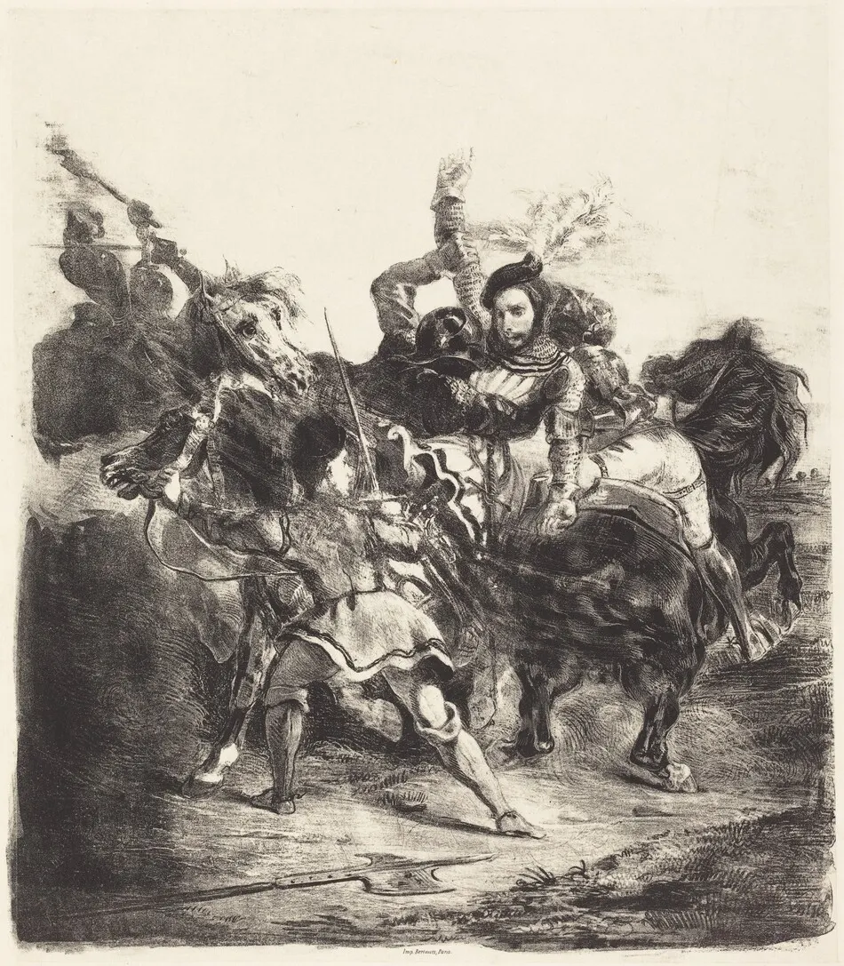 Weislingen Attacked by the Forces of Goetz (Weislingen attaqué par les gens de Goetz) by Eugène Delacroix