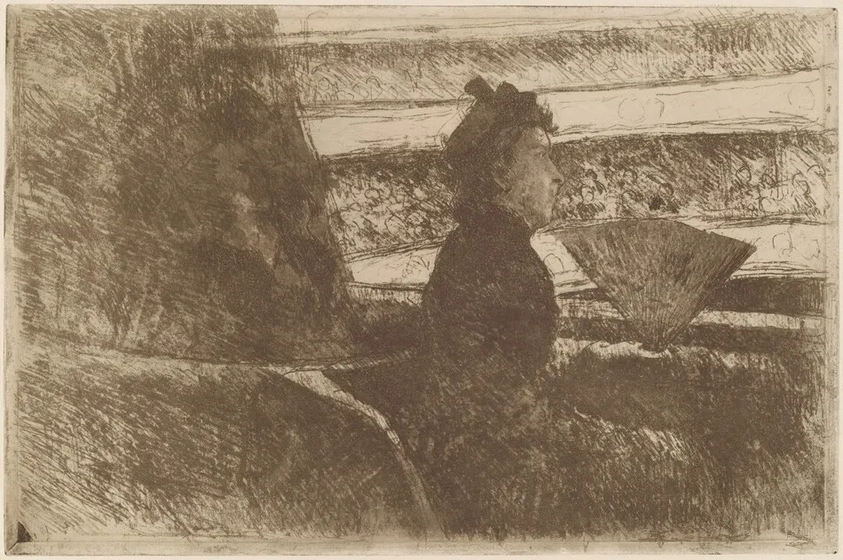 Lady in Black, in a Loge, Facing Right by Mary Cassatt