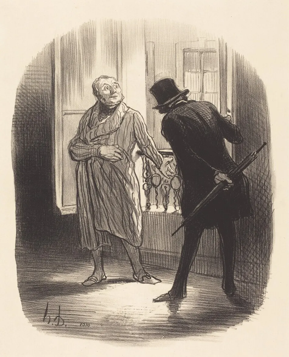 Ce logement est un peu cher, pour la place Royale... by Honoré Daumier