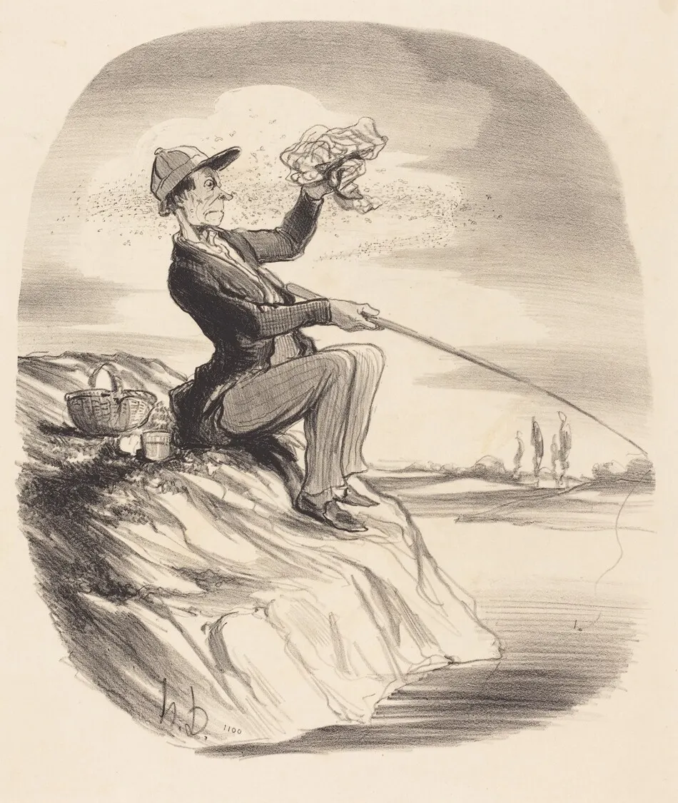 Désagrément d'aller a la pêche... by Honoré Daumier
