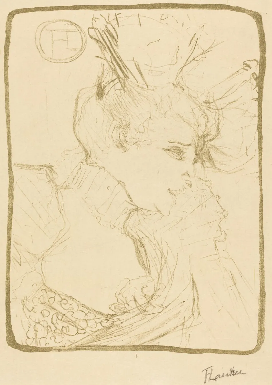 Bust of Mademoiselle Marcelle Lender (Mademoiselle Marcelle Lender, en buste) by Henri de Toulouse-Lautrec