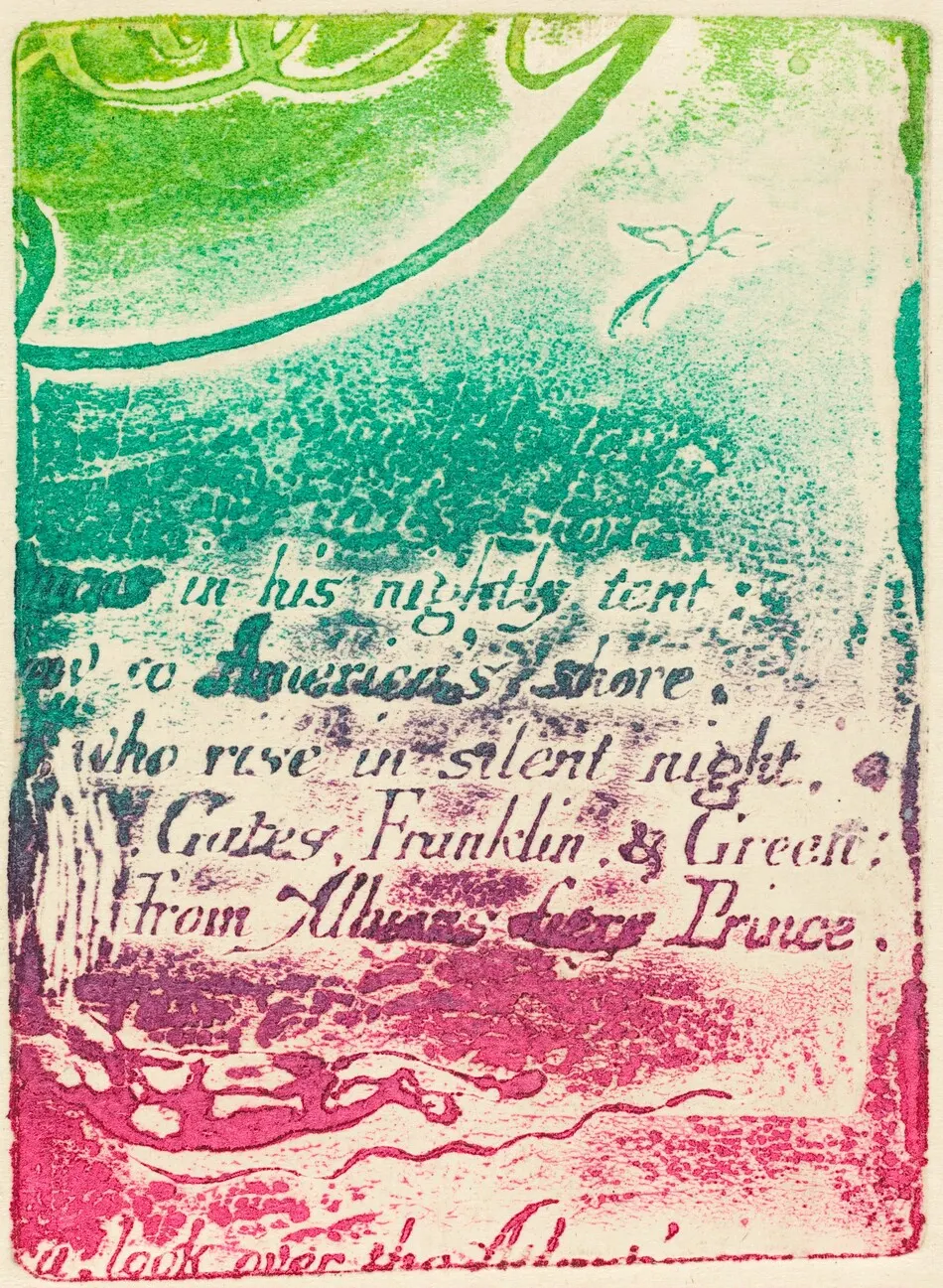 Restrike from fragment of cancelled plate for "A Prophecy" by William Blake