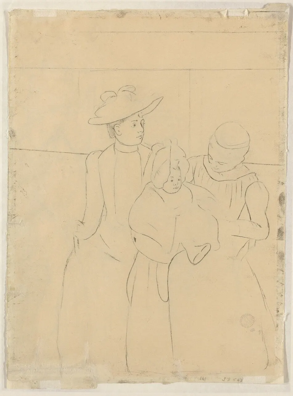 In the Omnibus [verso] by Mary Cassatt