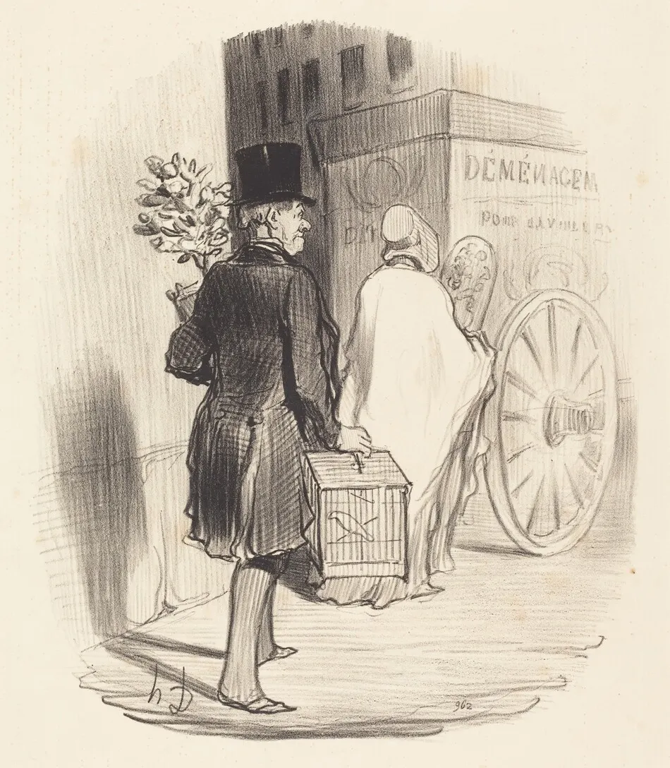 Parisien transportant dans un autre quartier... by Honoré Daumier