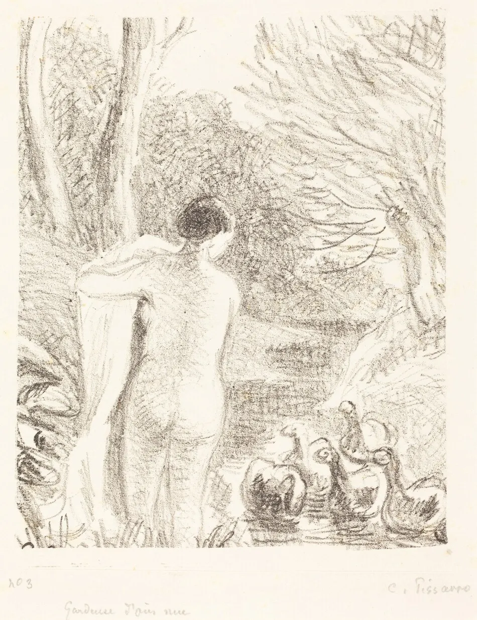 Gardeuse d'oies nue (Nude Goose Girl) by Camille Pissarro
