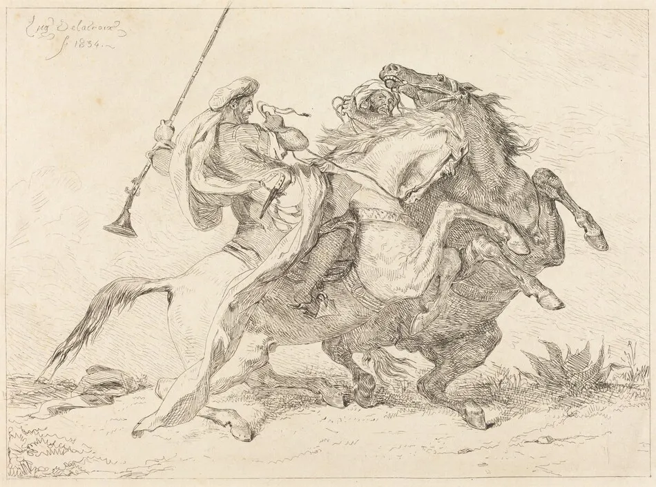 Encounter of the Moorish Horsemen (Rencontre de Cavaliers Maures) by Eugène Delacroix