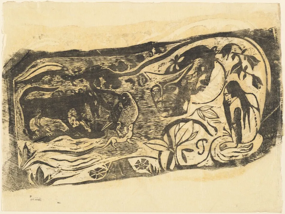 Plate with the Head of a Horned Devil (Planche au diable cornu) by Paul Gauguin