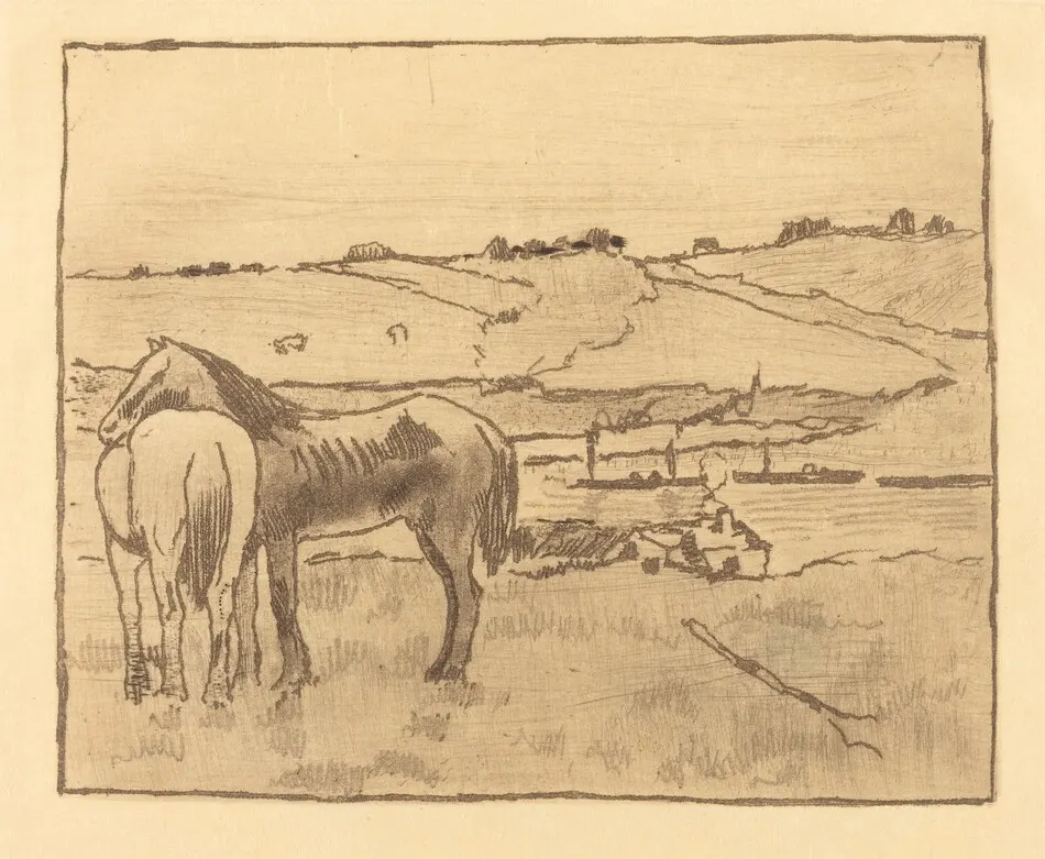 Horses in the Meadow (Chevaux dans la prairie) by Edgar Degas