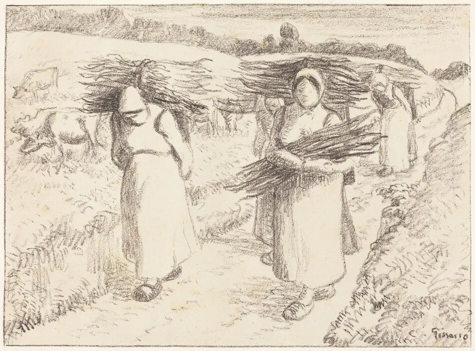 Peasants Carrying Sticks (Paysannes portant des fagots) by Camille Pissarro
