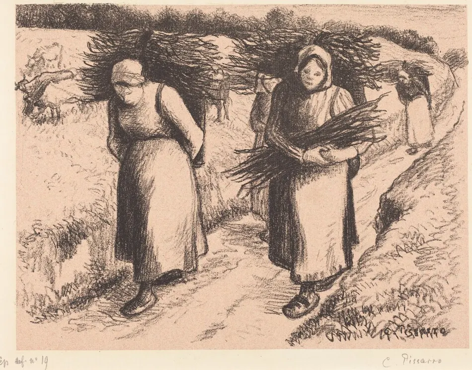 Peasants Carrying Sticks (Paysannes portant des fagots) by Camille Pissarro