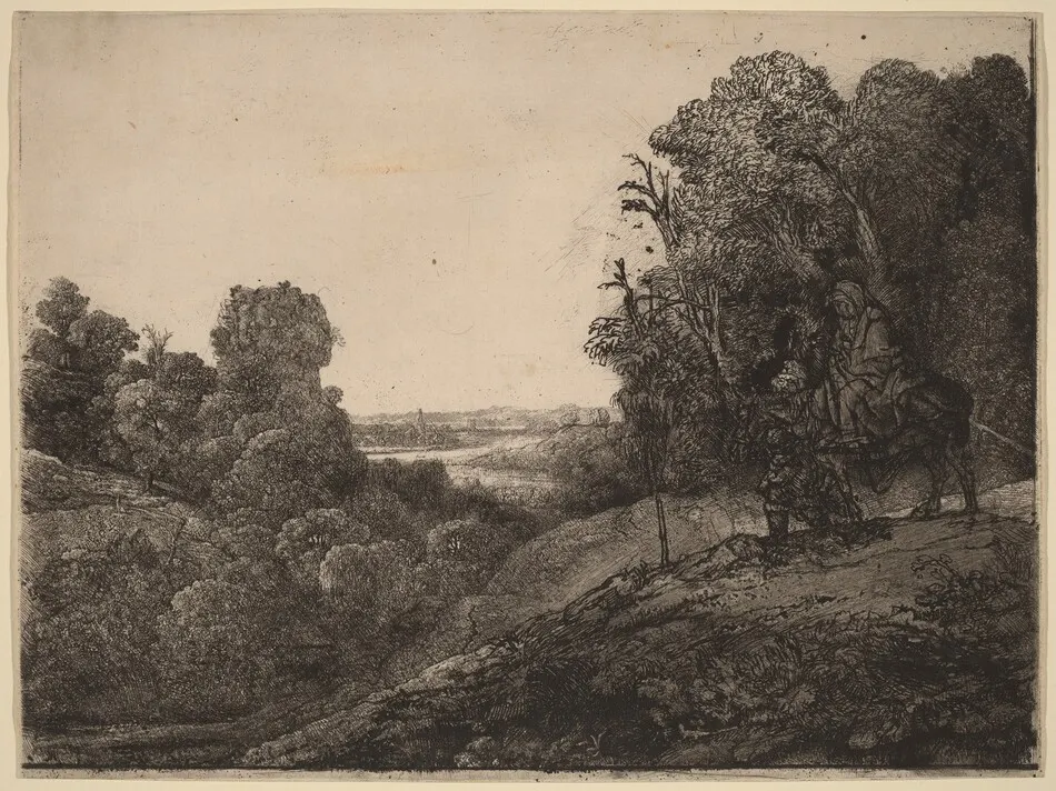 The Flight into Egypt: Altered from Seghers by Rembrandt van Rijn