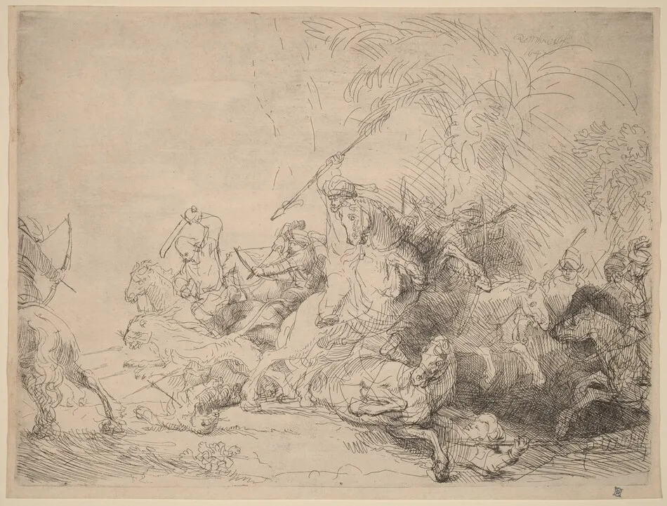 The Large Lion Hunt by Rembrandt van Rijn